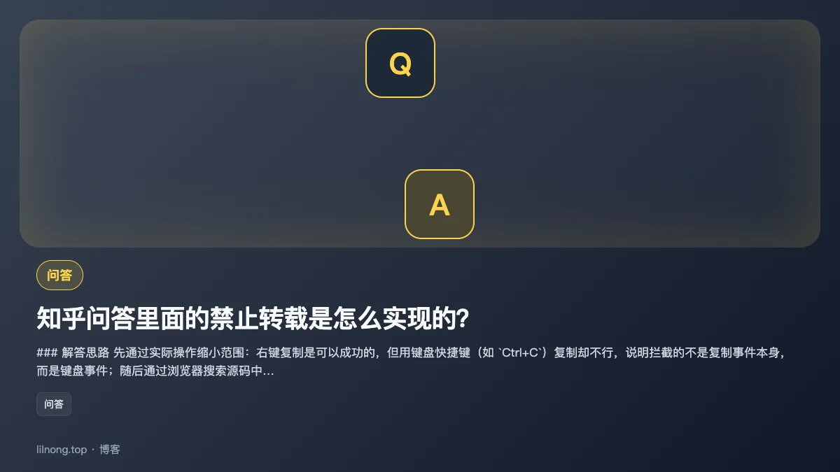知乎问答里面的禁止转载是怎么实现的？